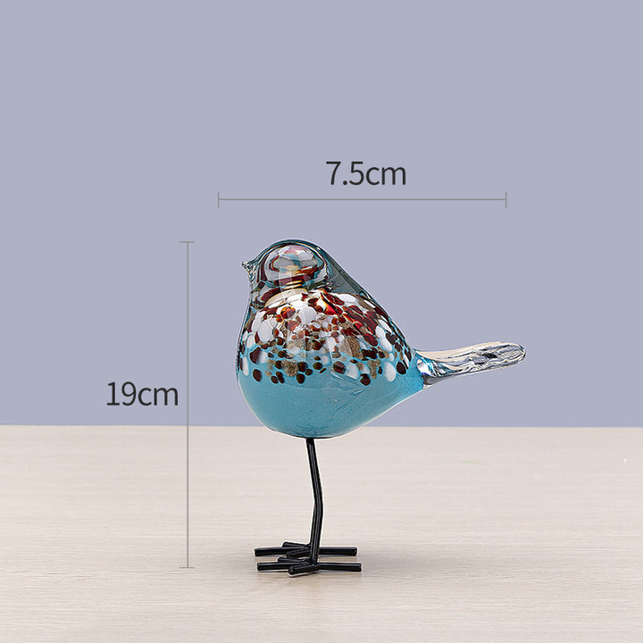 Handblown Decorative Glass Bird Sculpture on Metal Legs Kalsten