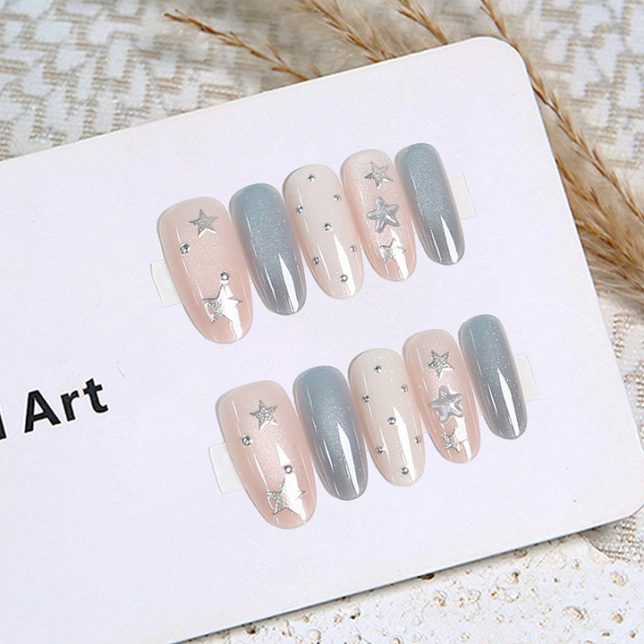 Acrylic nail set with sparkling star designs Kalsten