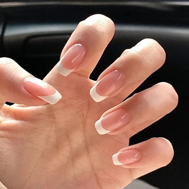Acrylic nail set with elegant French design and glossy finish Kalsten