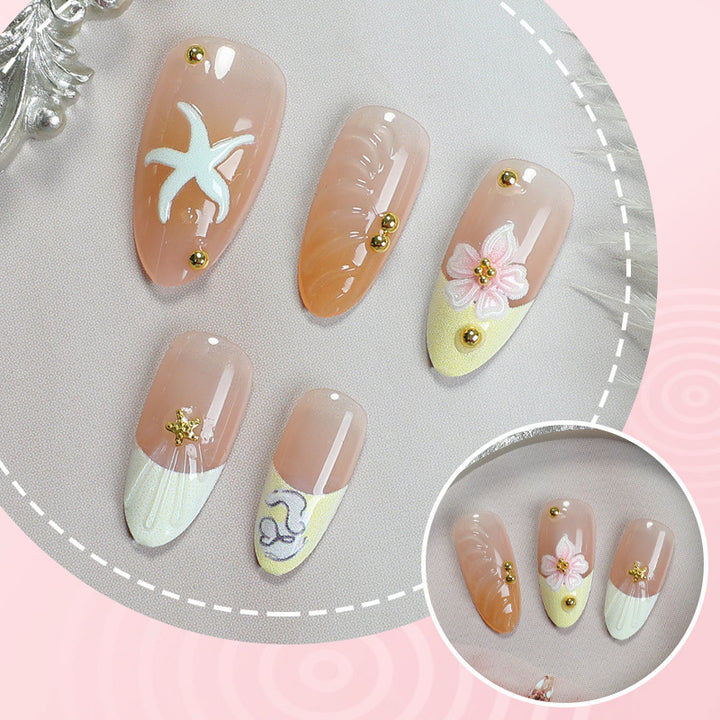 Decorative Beach-Themed Press-On Nail Set