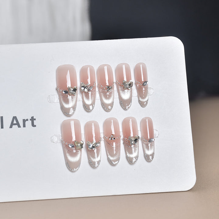 Elegant Decorative Press-On Nail Extensions with Pearls Kalsten