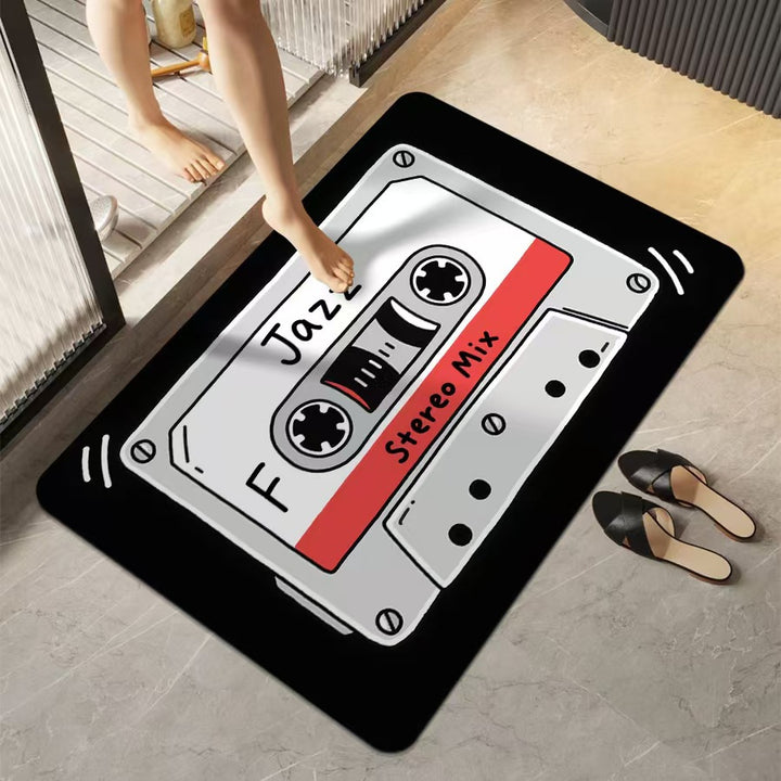 Retro Music-Themed Bath Mat