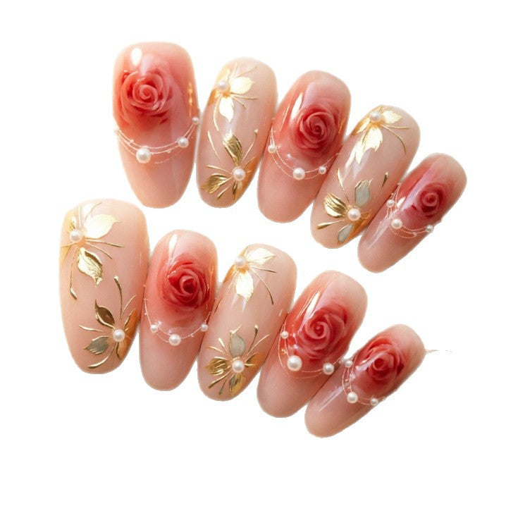 Artistic Nail Tips with Elegant Gold Jewelry Kalsten