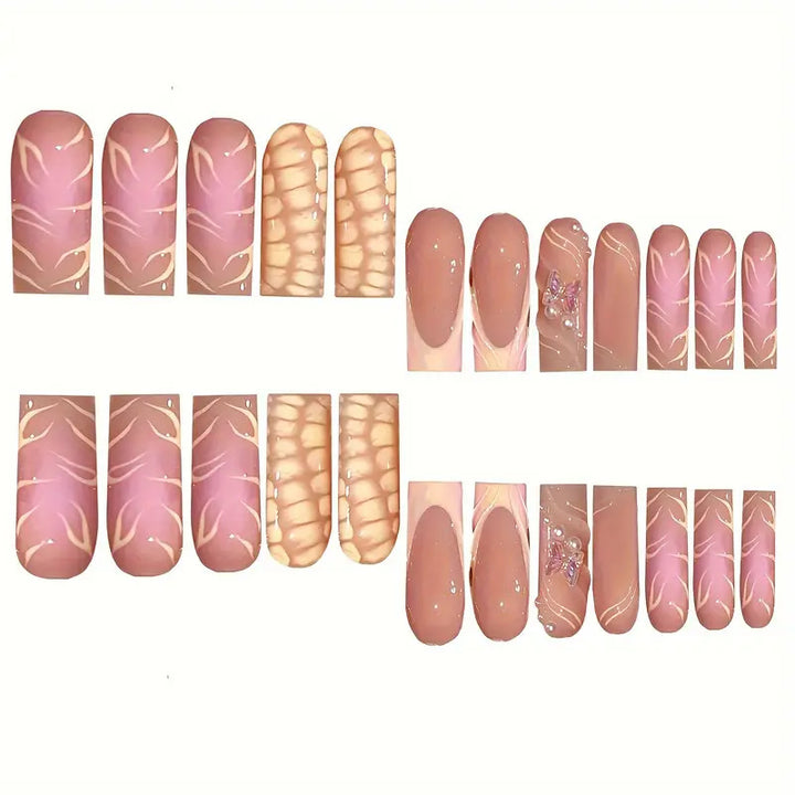 Chic 3D Floral Press-On Nail Art Kalsten