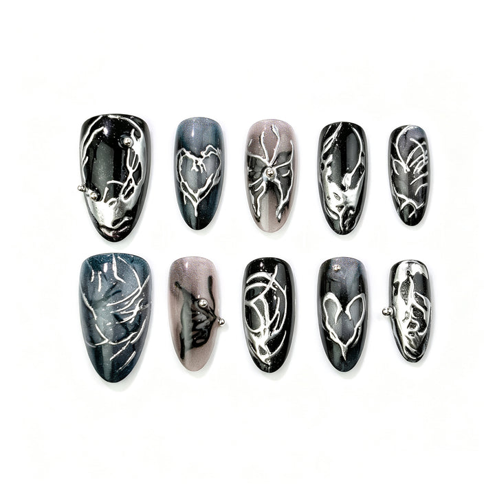 Artistic Gothic-Inspired Press-On Nail Set Kalsten