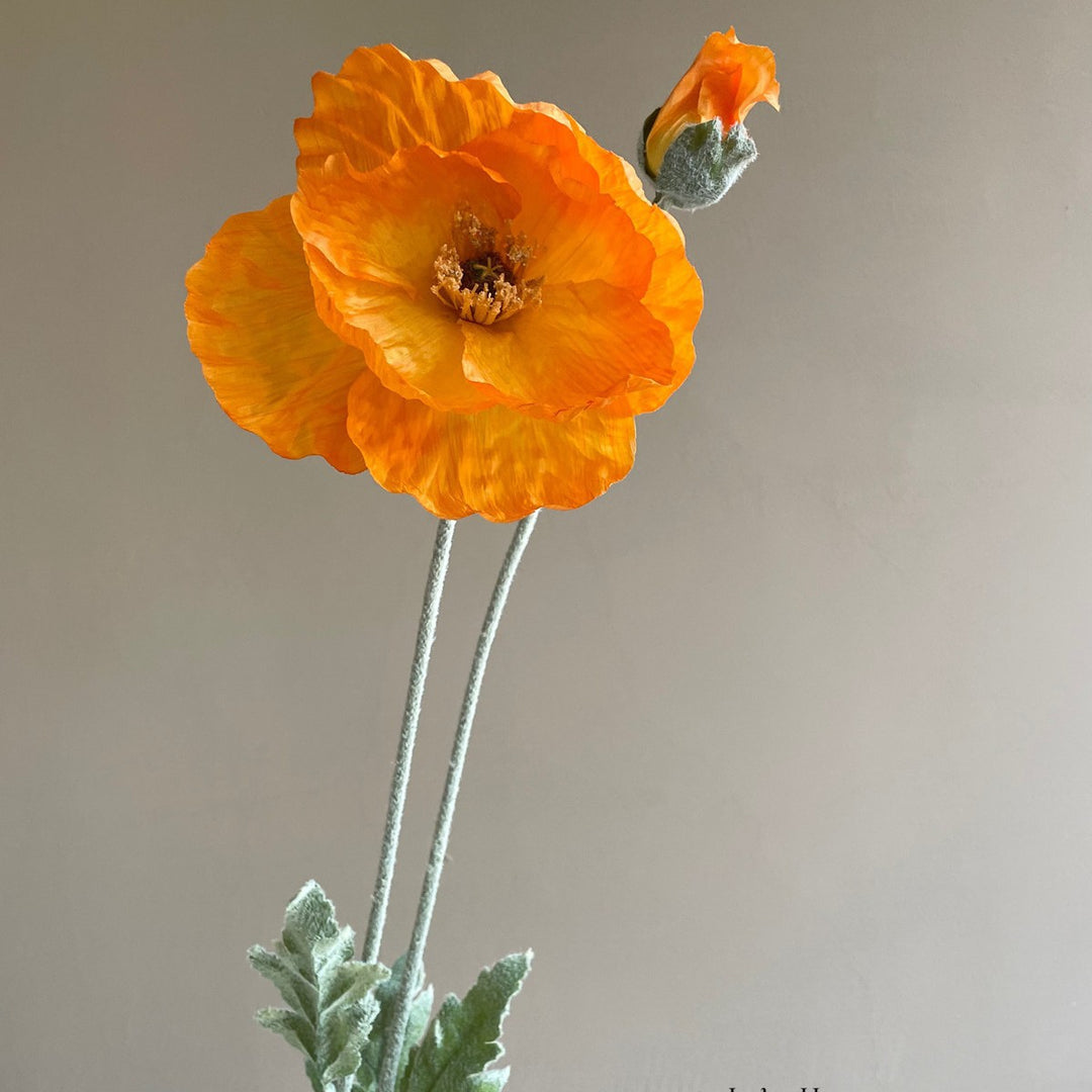 Lifelike Poppy Flower Stem