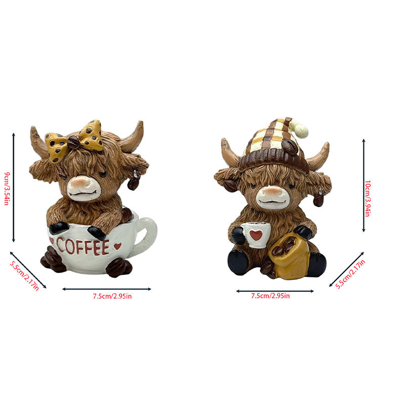 Decorative figure of a Highland cow with accessories Kalsten