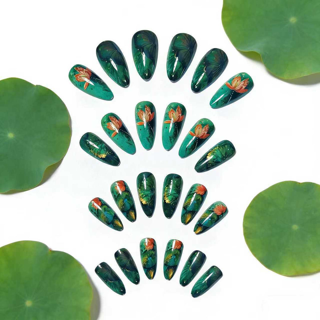 Artificial artificial nails with elegant water lily design Kalsten