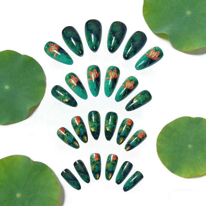 Artificial artificial nails with elegant water lily design Kalsten