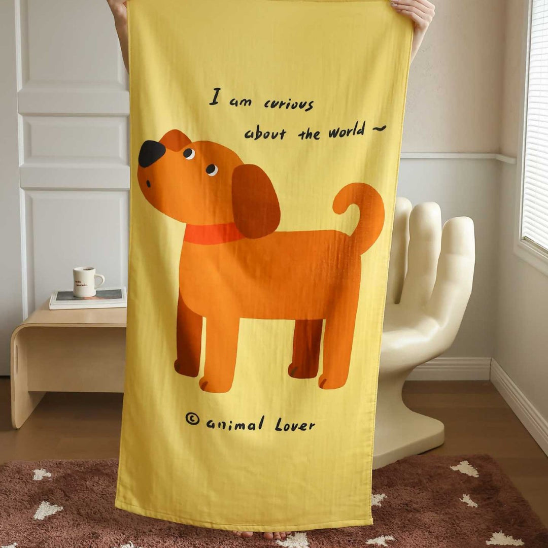 Children's bath towel with cute monkey print made of soft microfiber