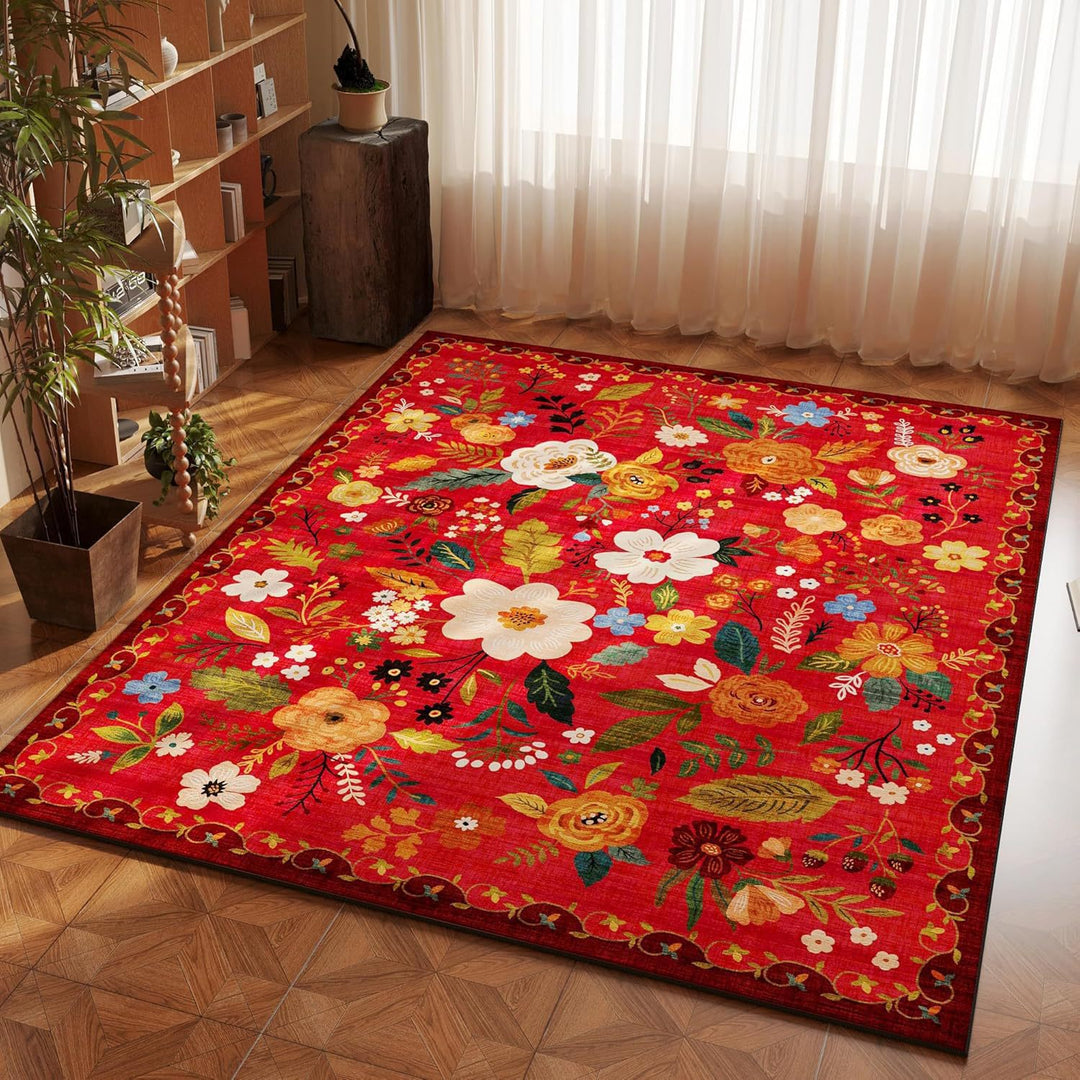 Floral Print Area Rug