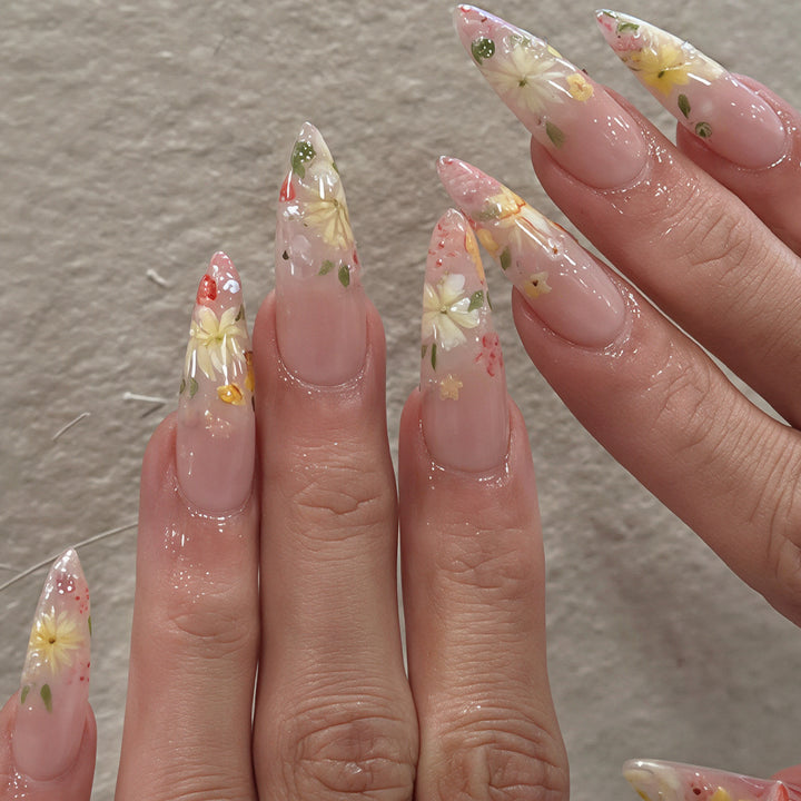 Floral Art Acrylic Nail Tips Kalsten