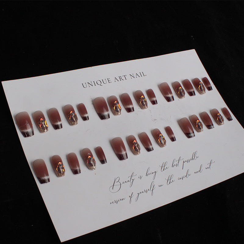 Glossy Gradient Press-On Nail Art Set with Decorative Accents Kalsten