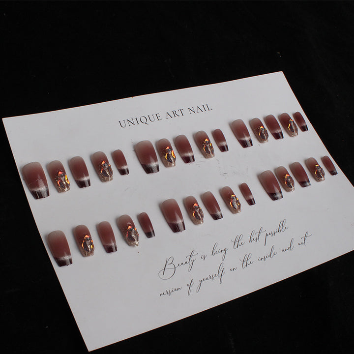 Glossy Gradient Press-On Nail Art Set with Decorative Accents Kalsten