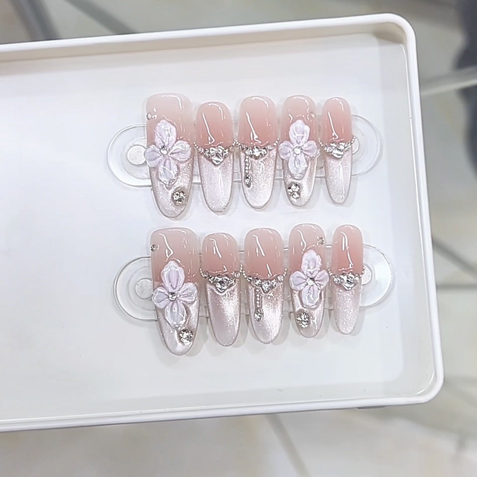 Premium Floral-Decorated Press-On Nail Set Kalsten