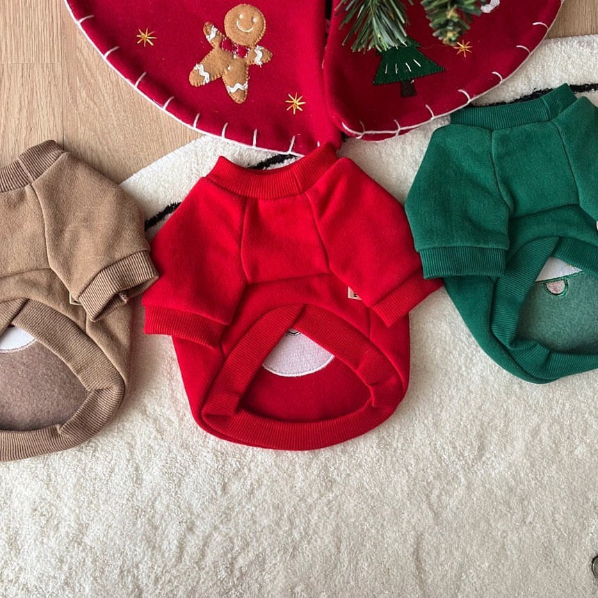 Holiday Santa Appliqué Cotton Pet Tee Shirt