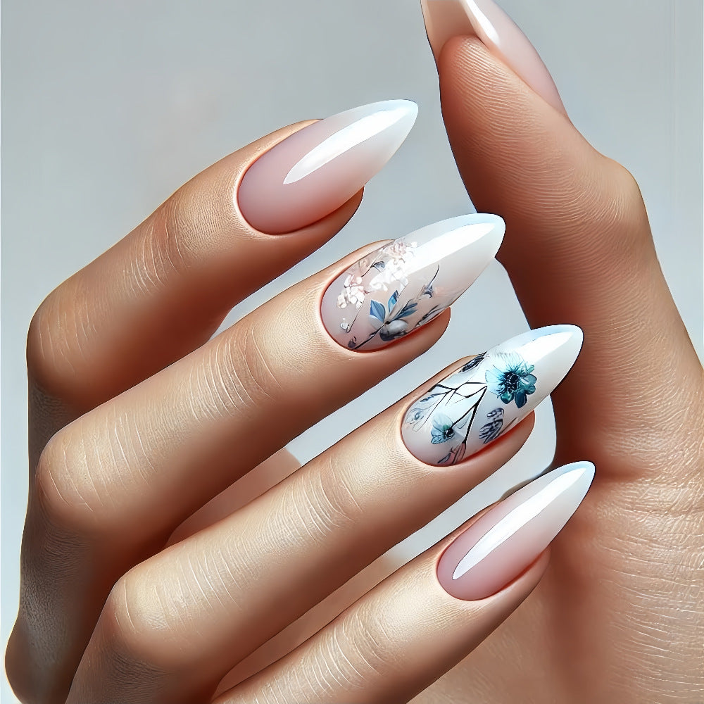 Artificial nails with flower design and shine Kalsten