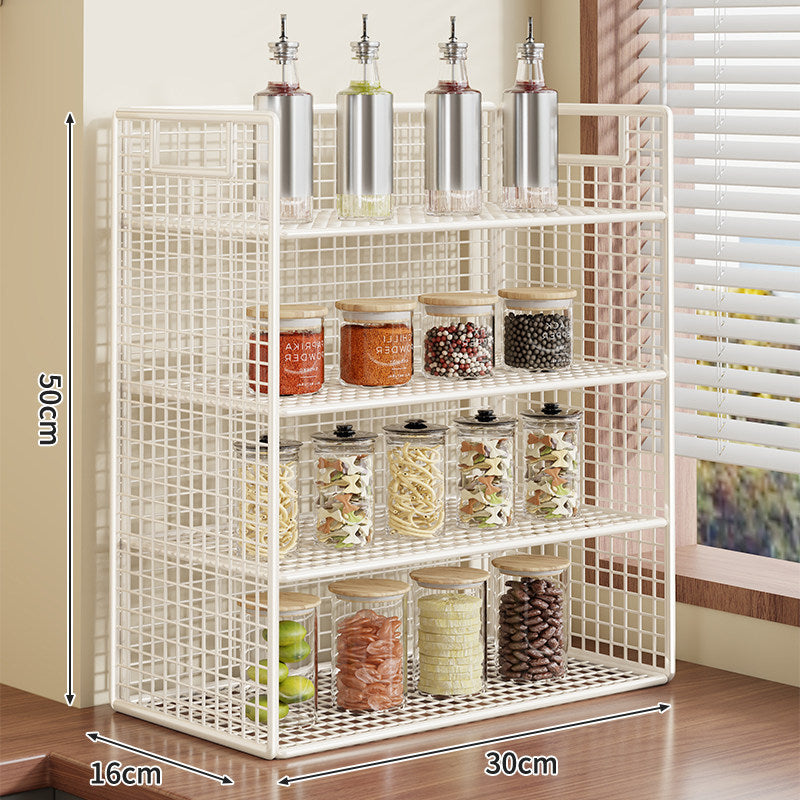 Compact Two-Tier Metal Grid Countertop Spice and Pantry Jar Organizer