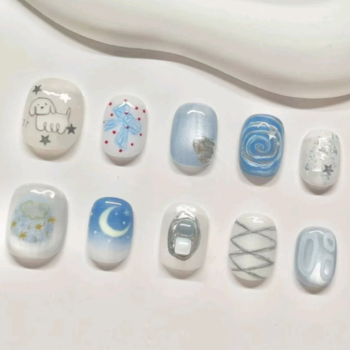 Whimsical Character Press-On Nail Art Set Kalsten