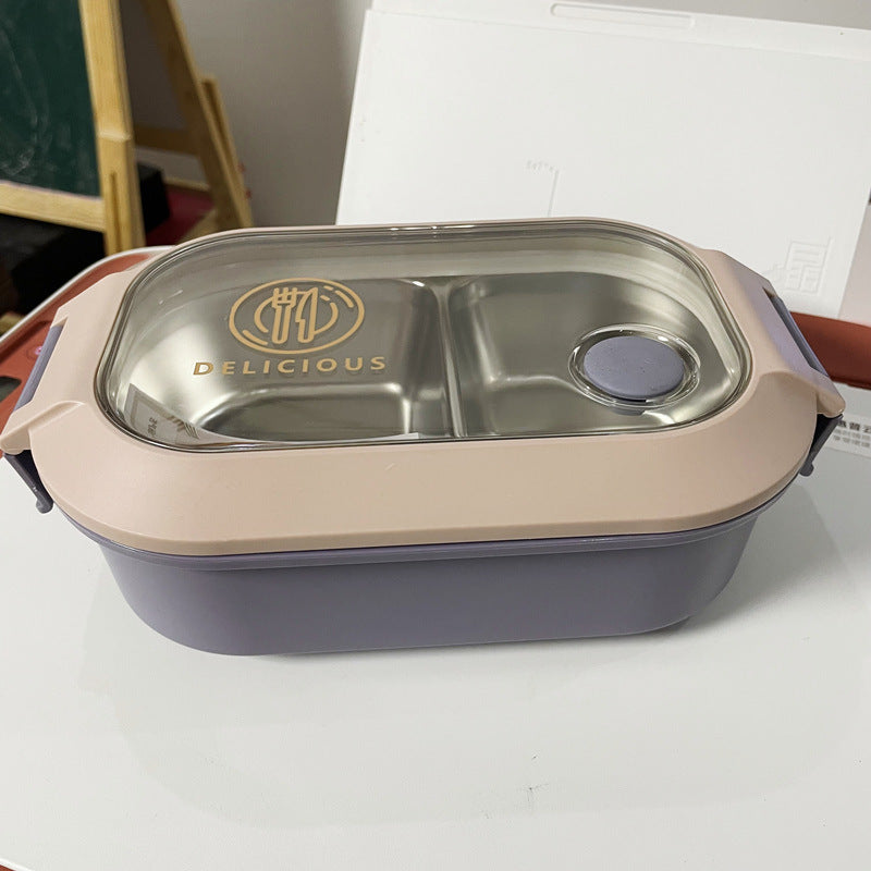 Multi-Compartment Leak-Proof Food Storage Container with Glass Lid