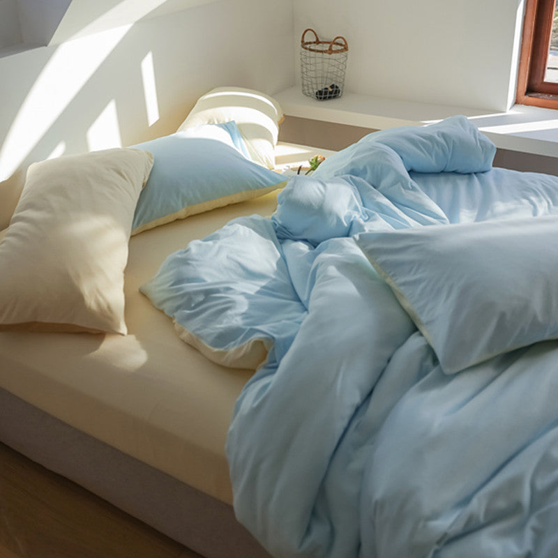 Reversible bedding set made of cotton-linen with skin-friendly, breathable structure