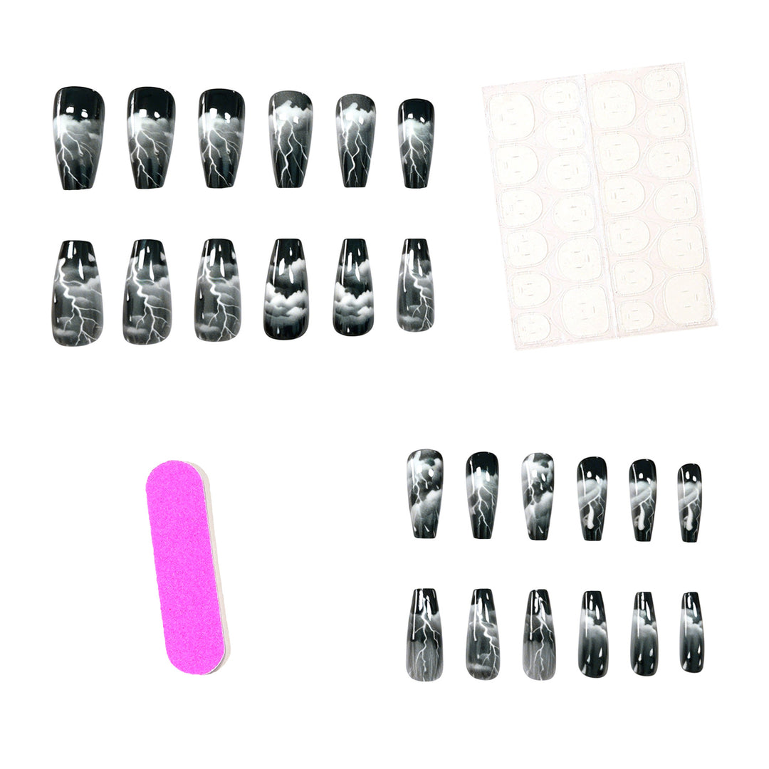 Artistic Lightning-Themed Nail Art Extensions Kalsten