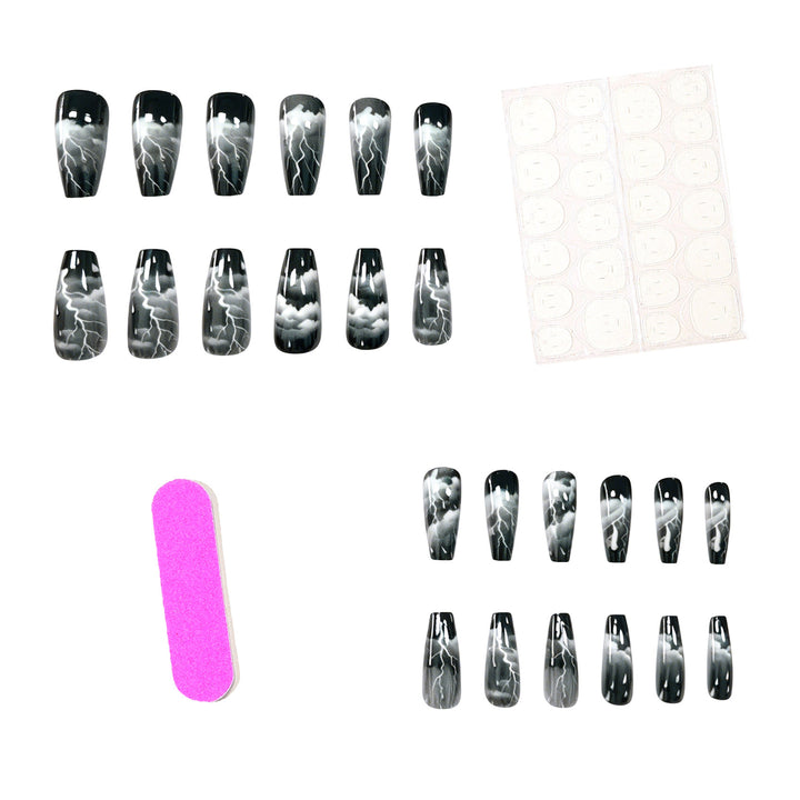 Artistic Lightning-Themed Nail Art Extensions Kalsten