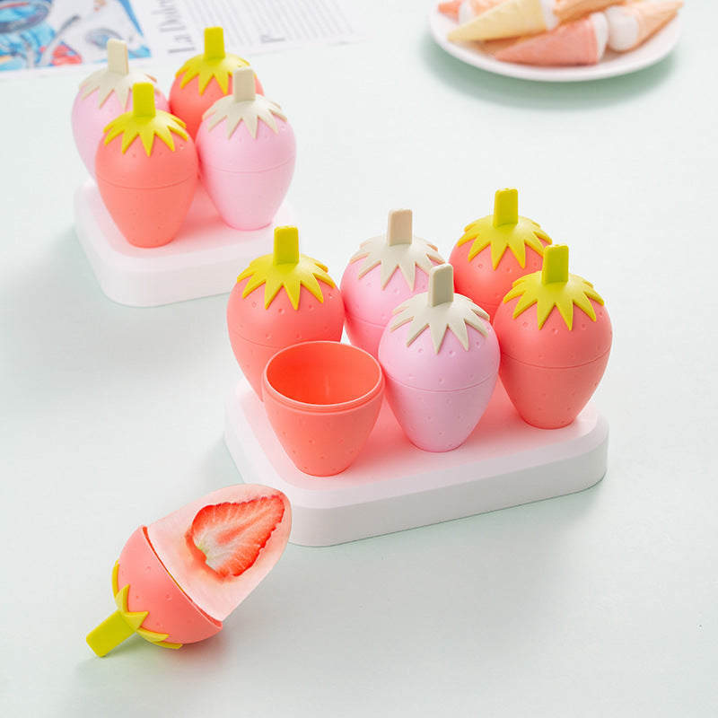 Fun Strawberry-Shaped Ice Cream Mold Set