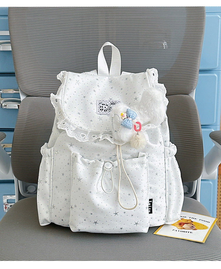 Star Print Ruffled Backpack Kalsten