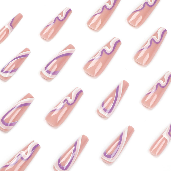 Artful nail extensions with elegant wave pattern Kalsten