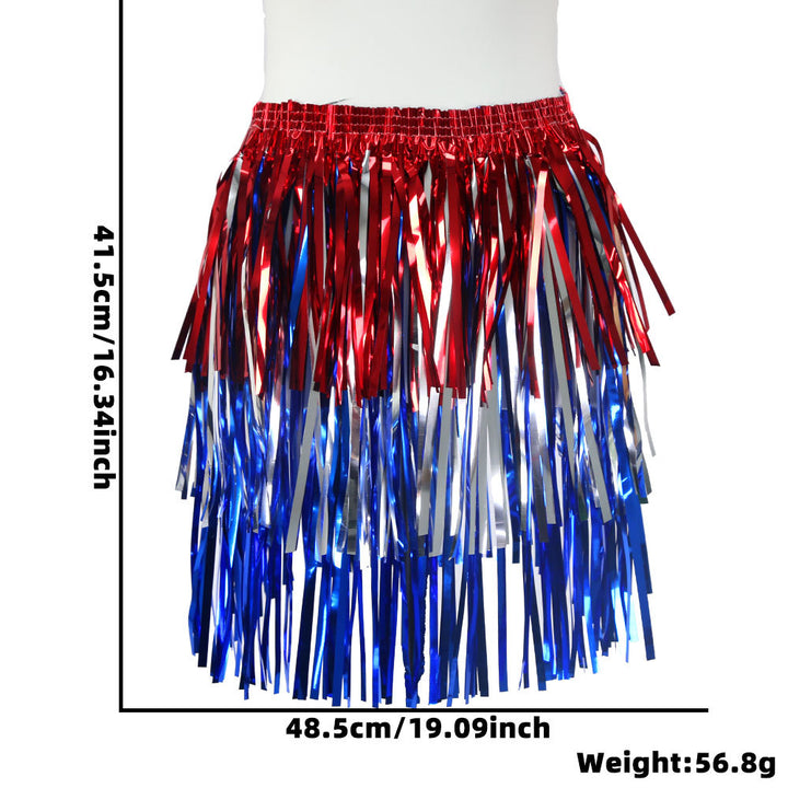 Women's nan metallic foil fringe hula skirt with elastic waistband party costume Kalsten