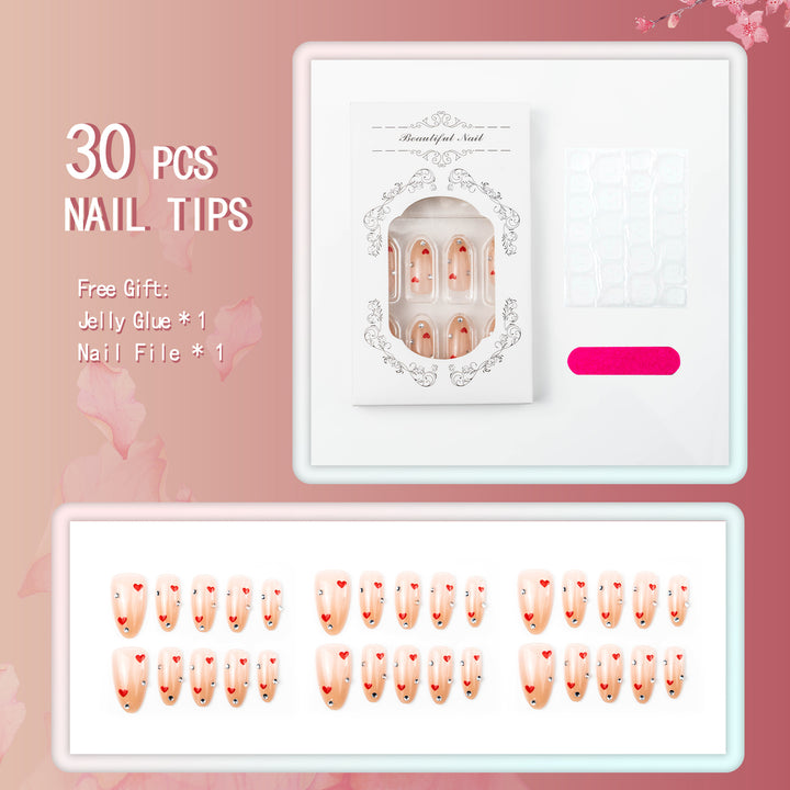 Heart-Adorned Press-On Nail Set