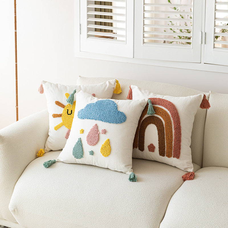 Decorative Cushion with Cloud and Drop Design