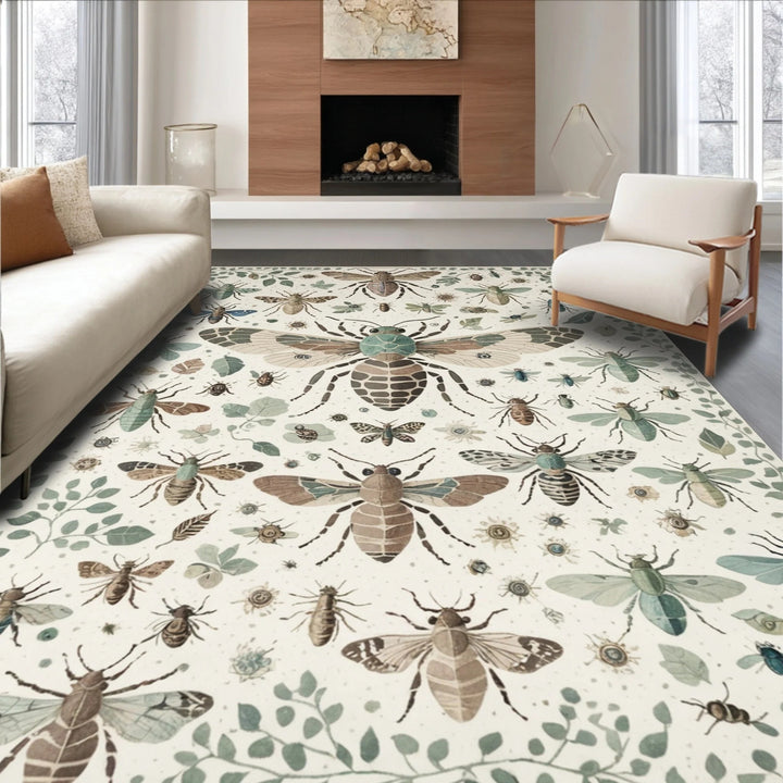 Plush Cherry-Patterned Area Rug