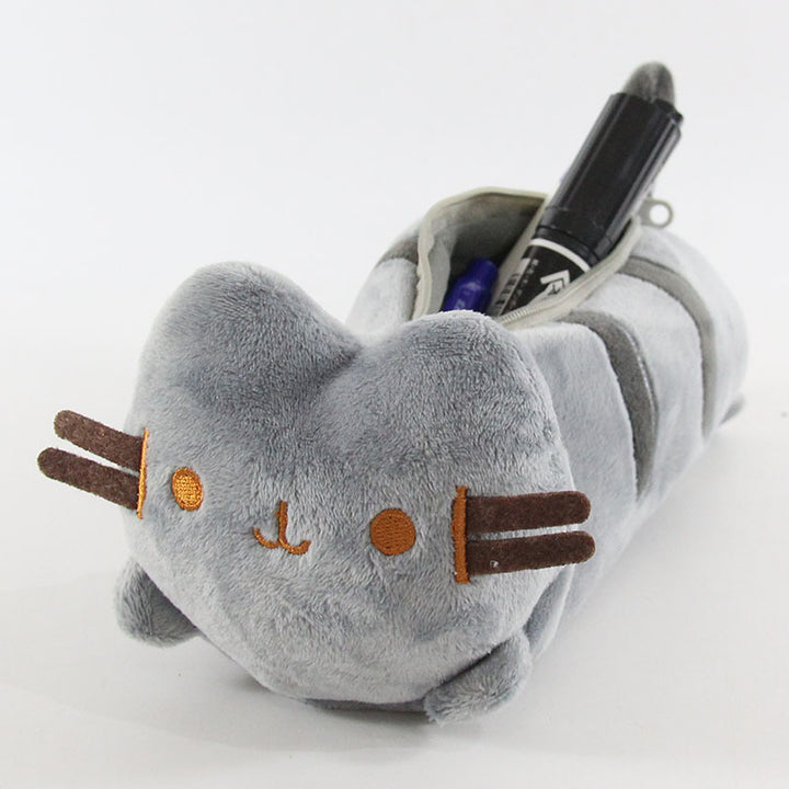 Plush Cat-Themed Pencil Case