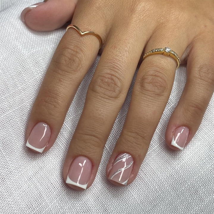 Elegant Nail Art with Glittering French Tip Kalsten