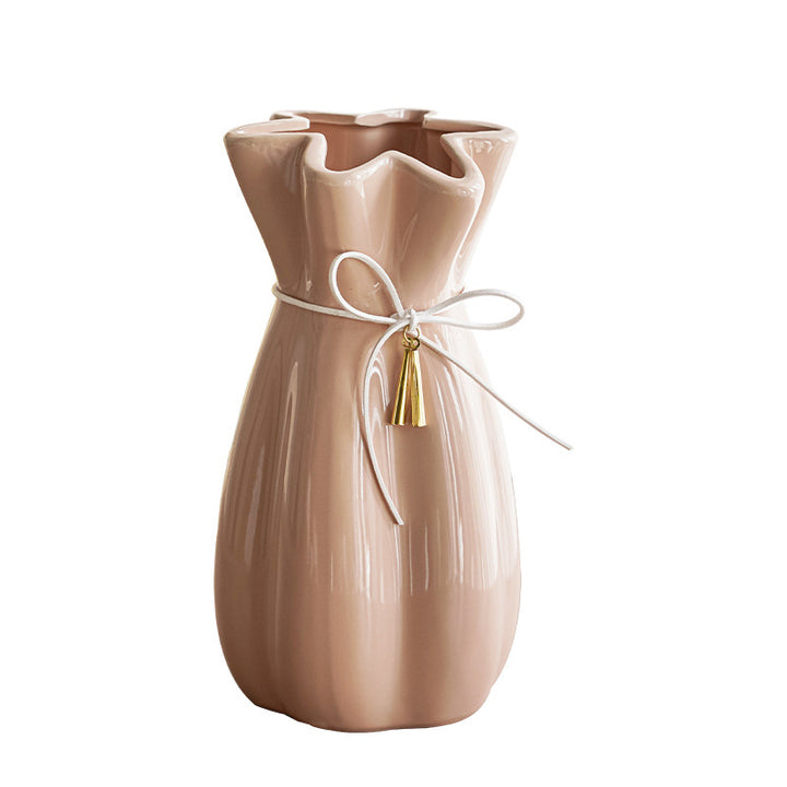 Artistic ceramic vase with decorative bow decoration Kalsten