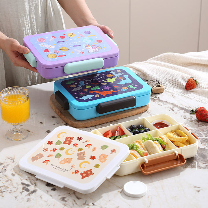 Playful Animal-Themed Lunch Box with Secure Closure
