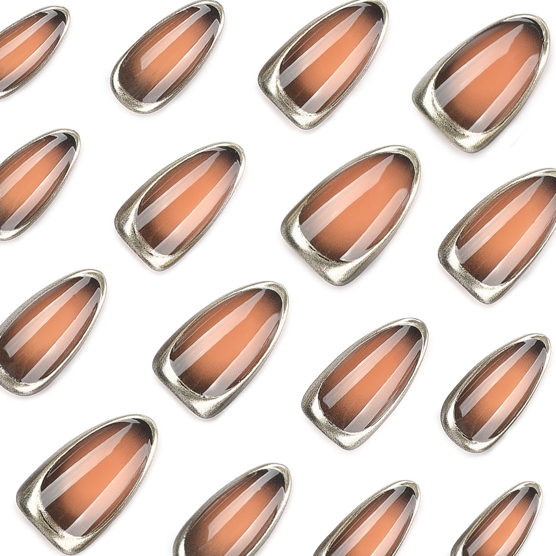Glamorous Stiletto Nails with Elegant Gold Edge Kalsten