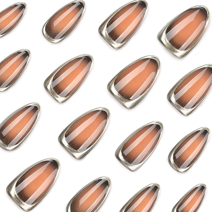Glamorous Stiletto Nails with Elegant Gold Edge Kalsten