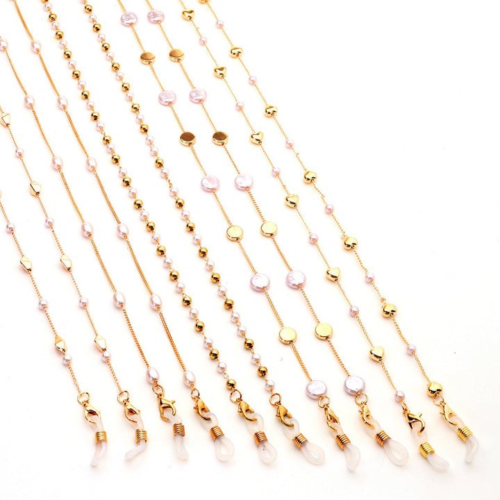 Elegant Heart-Shaped Pearl Chain Eyewear Holder Kalsten