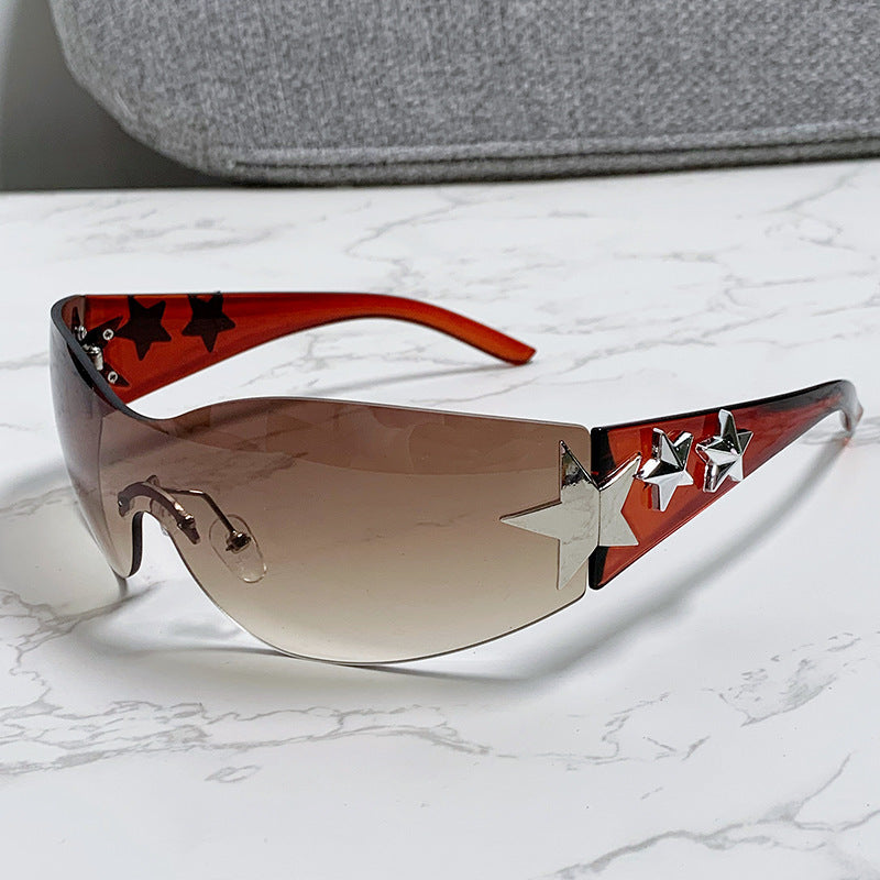 Women's stylish sports sunglasses with half-frame and striking star accents Kalsten