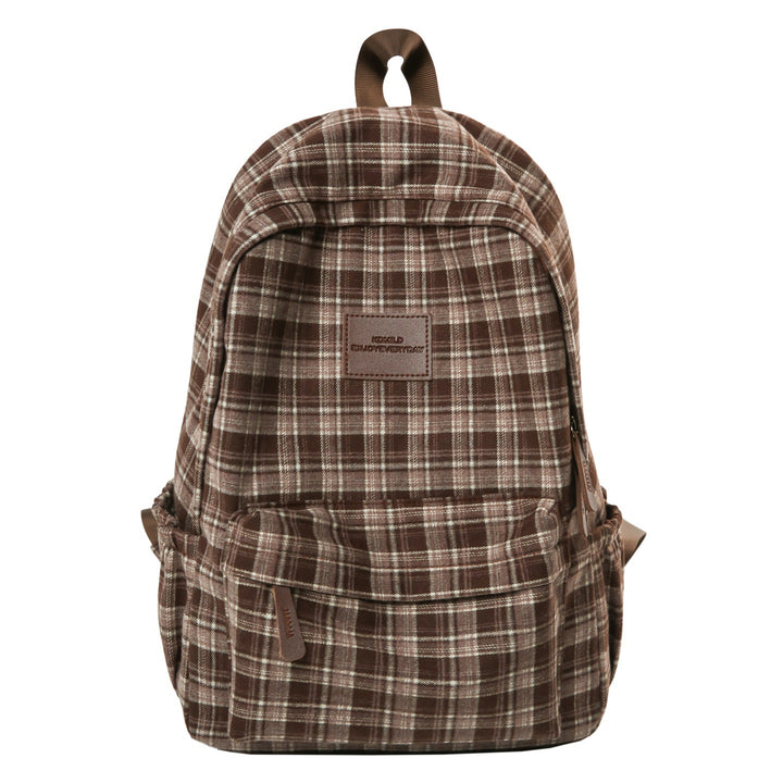 Checked Patterned Casual School Backpack Kalsten
