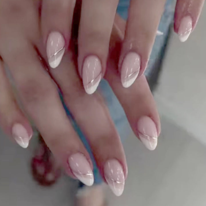 Elegant French Tip Acrylic Press-On Nails Kalsten 1789085823