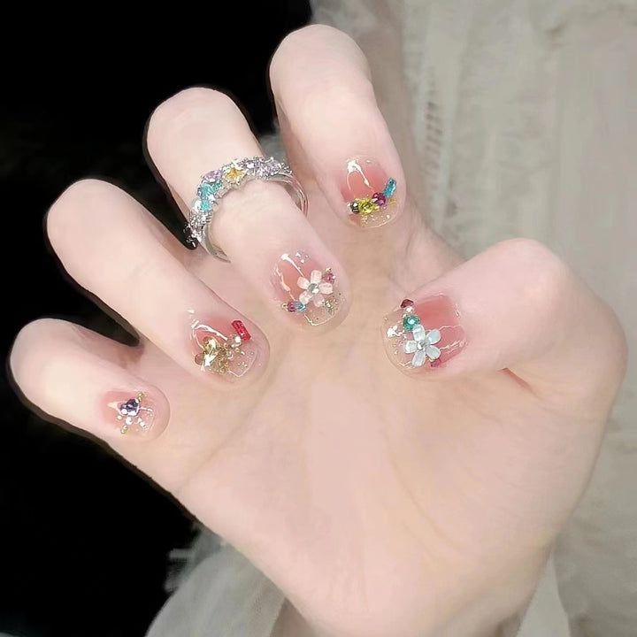 Artistic Floral Press-On Nails Set