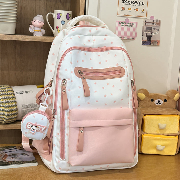 Backpack with Charming Star Applications and Practical Compartments Kalsten
