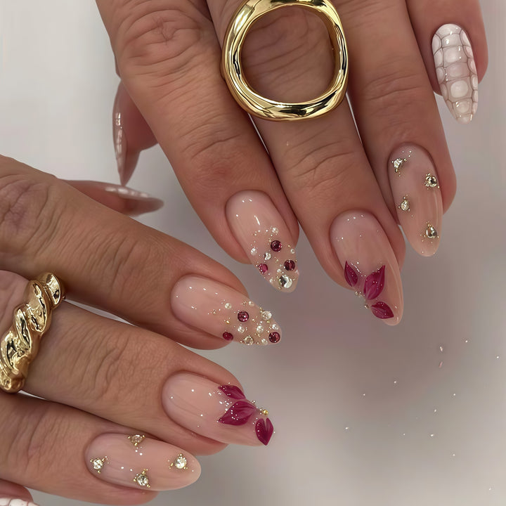 Elegant Floral Press-On Nail Art Extensions Kalsten 1787913980