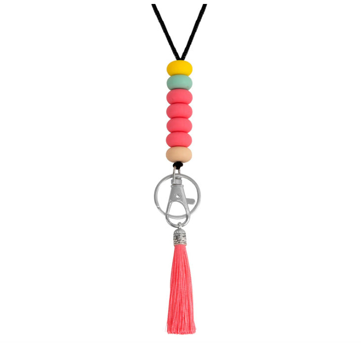 Colorful Beaded Keychain Lanyard with Tassel Kalsten