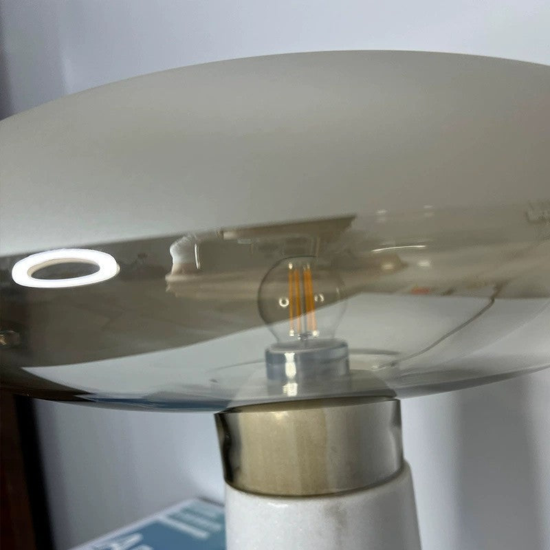 Contemporary Marble Table Lamp with Elegant Glass Shade