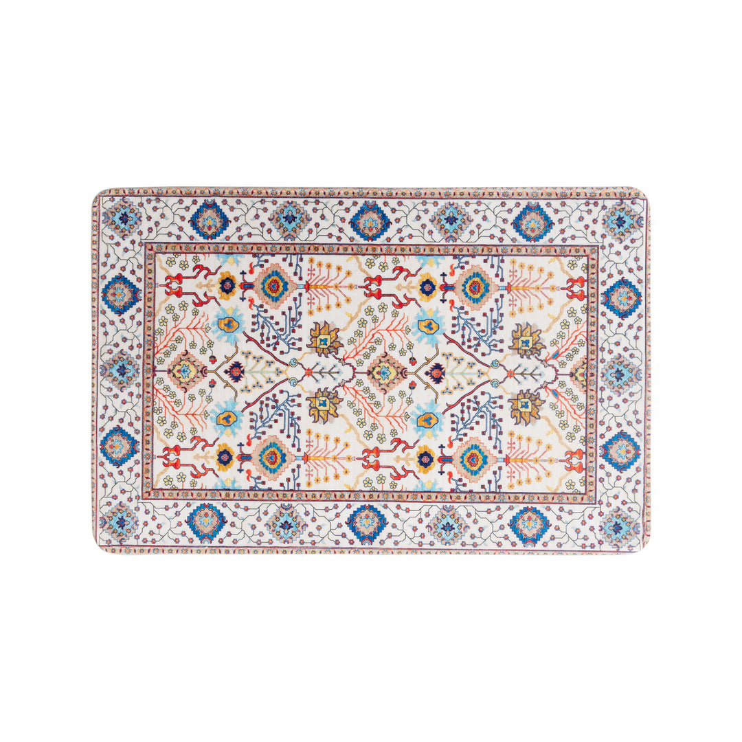 Oriental rug in Persian medallion style, machine-knotted short pile rug Kalsten